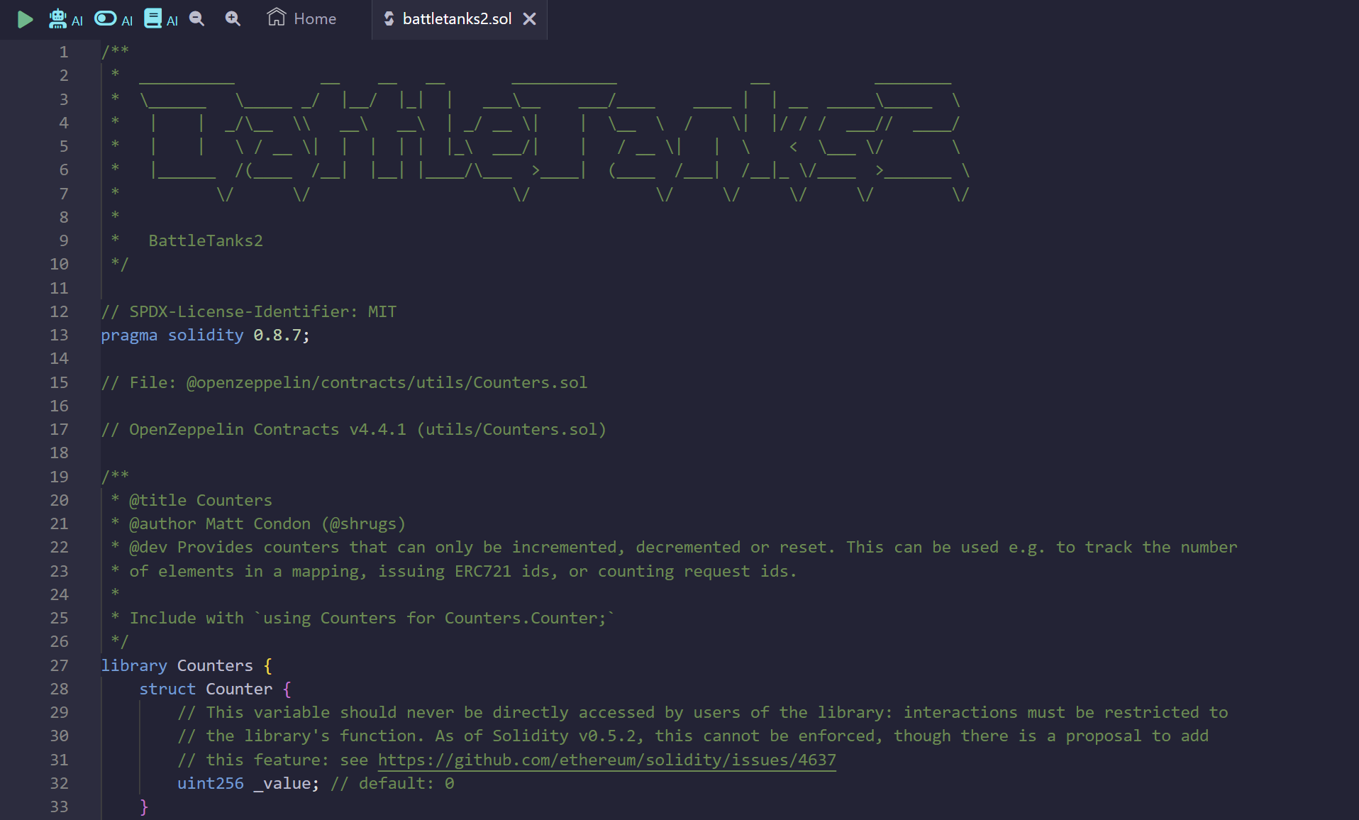 Battle Tanks Smart Contract